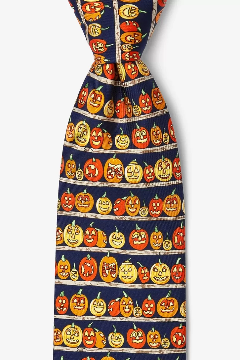Ties Jack-O'-Lantern Contest Navy Blue Tie Sale