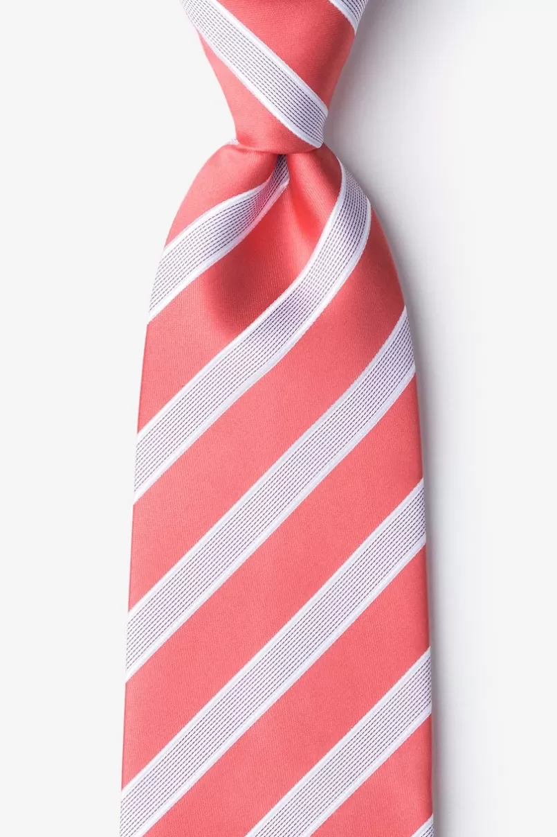 Ties Jefferson Stripe Extra Long Tie Coral Store