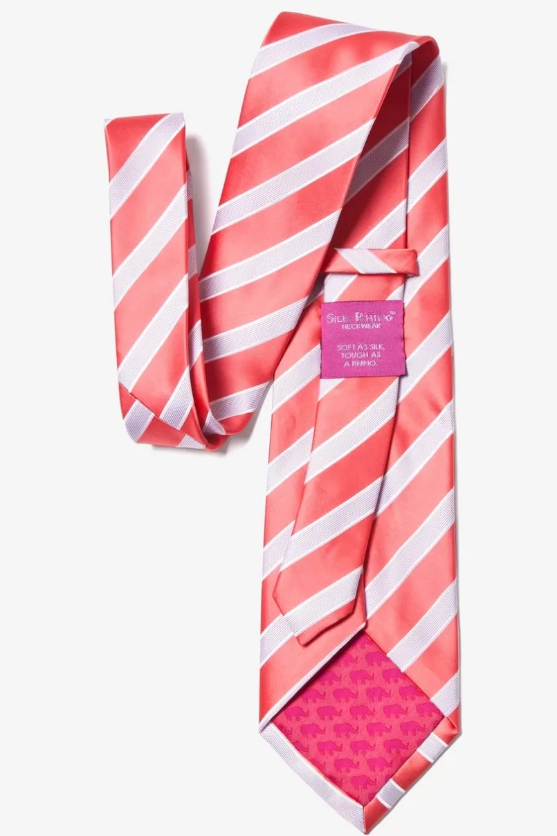 Ties Jefferson Stripe Extra Long Tie Coral Store