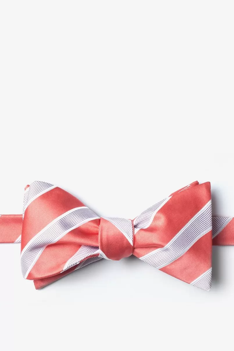 Ties Jefferson Stripe Self-Tie Bow Tie Coral Best Sale