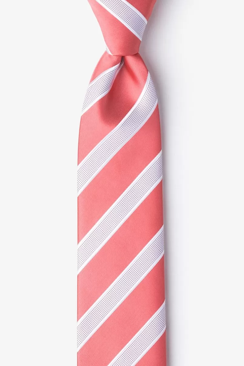 Ties Jefferson Stripe Skinny Tie Coral Flash Sale