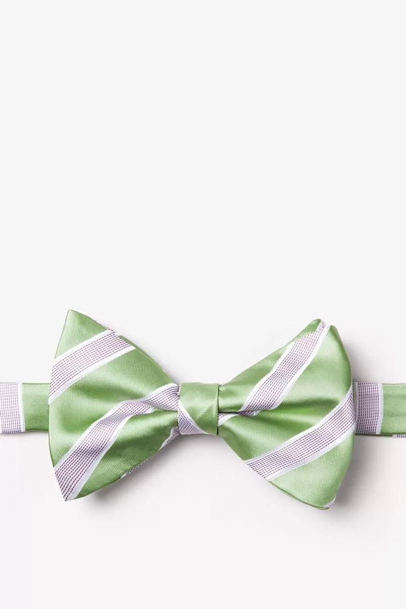 Ties Jefferson Stripe Pre-Tied Bow Tie Green New
