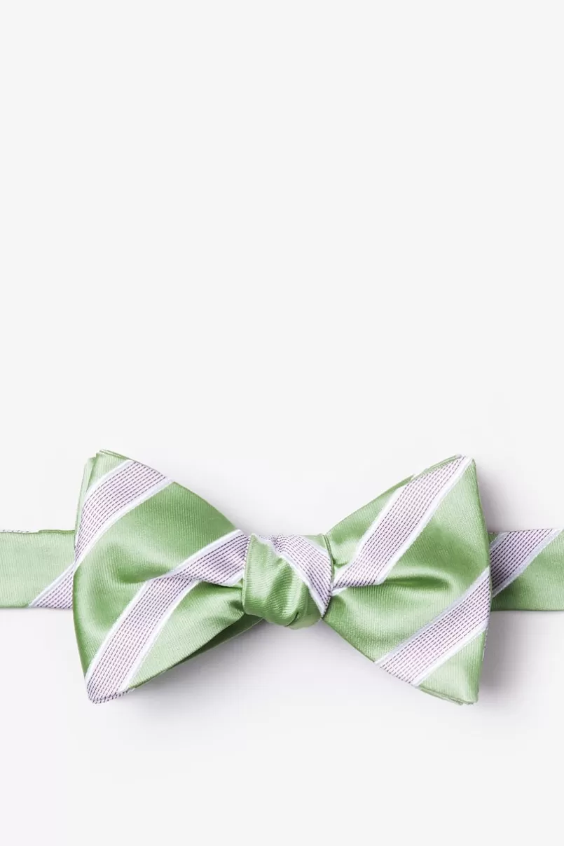 Ties Jefferson Stripe Self-Tie Bow Tie Green Best Sale