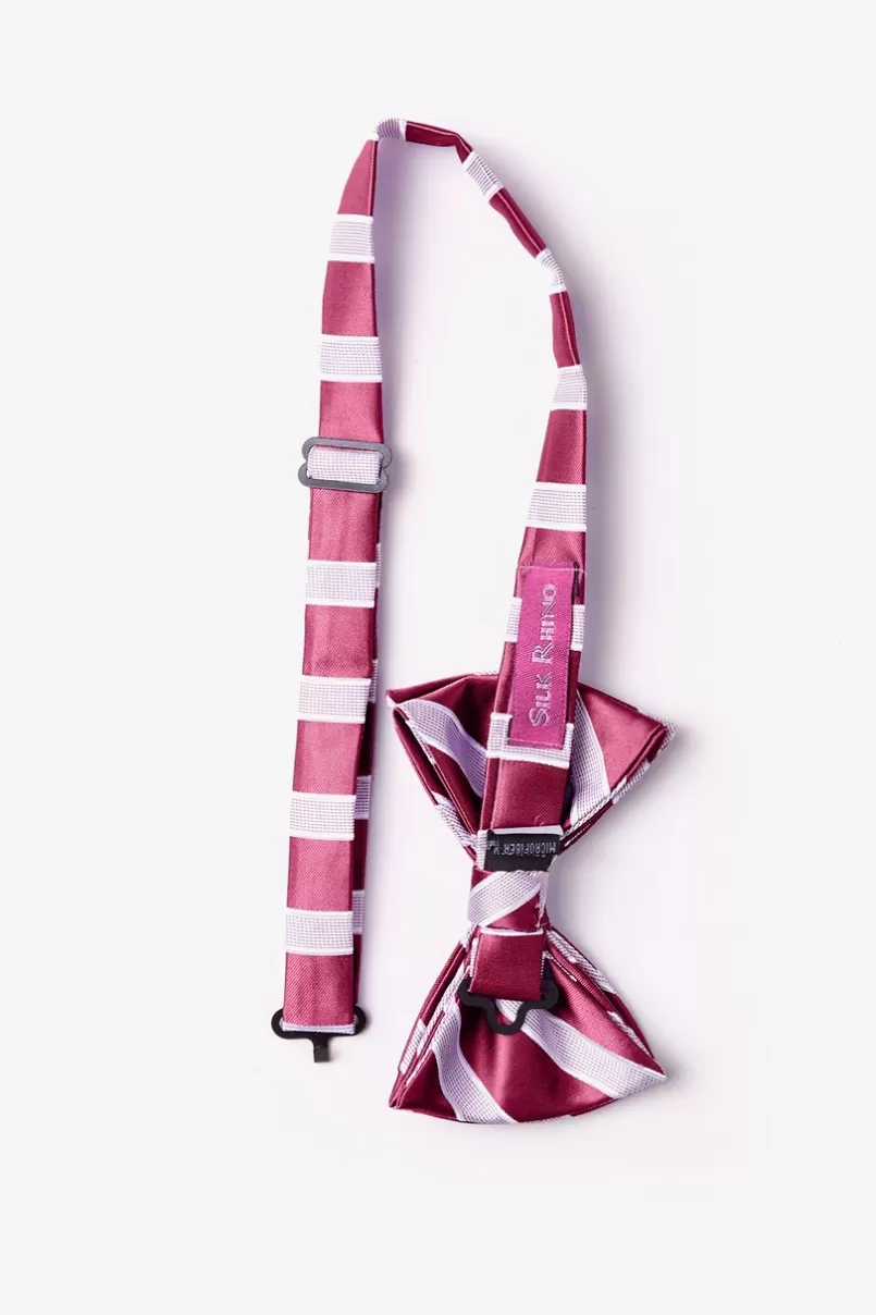 Ties Jefferson Stripe Pre-Tied Bow Tie Maroon Shop