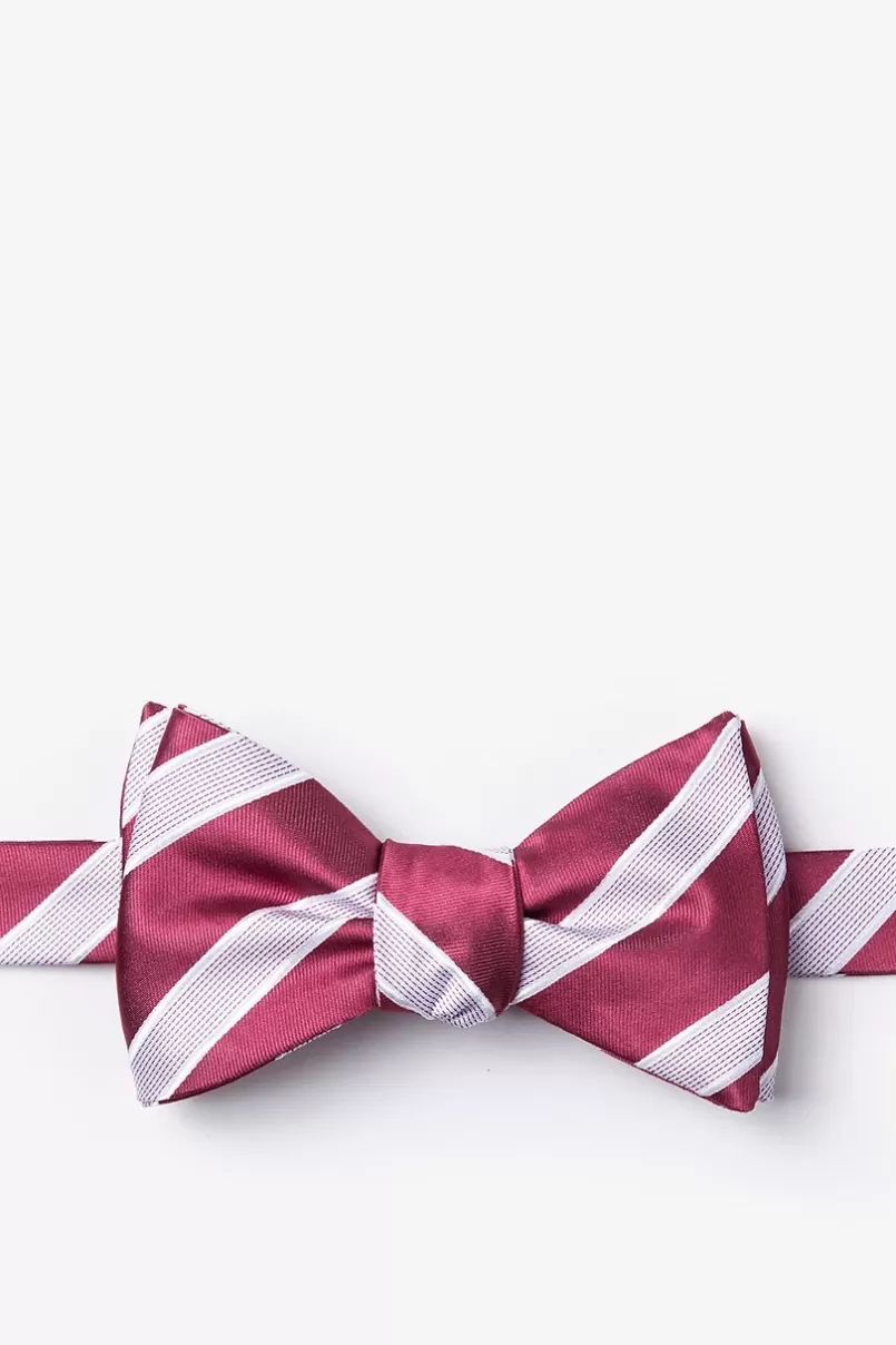 Ties Jefferson Stripe Self-Tie Bow Tie Maroon Fashion