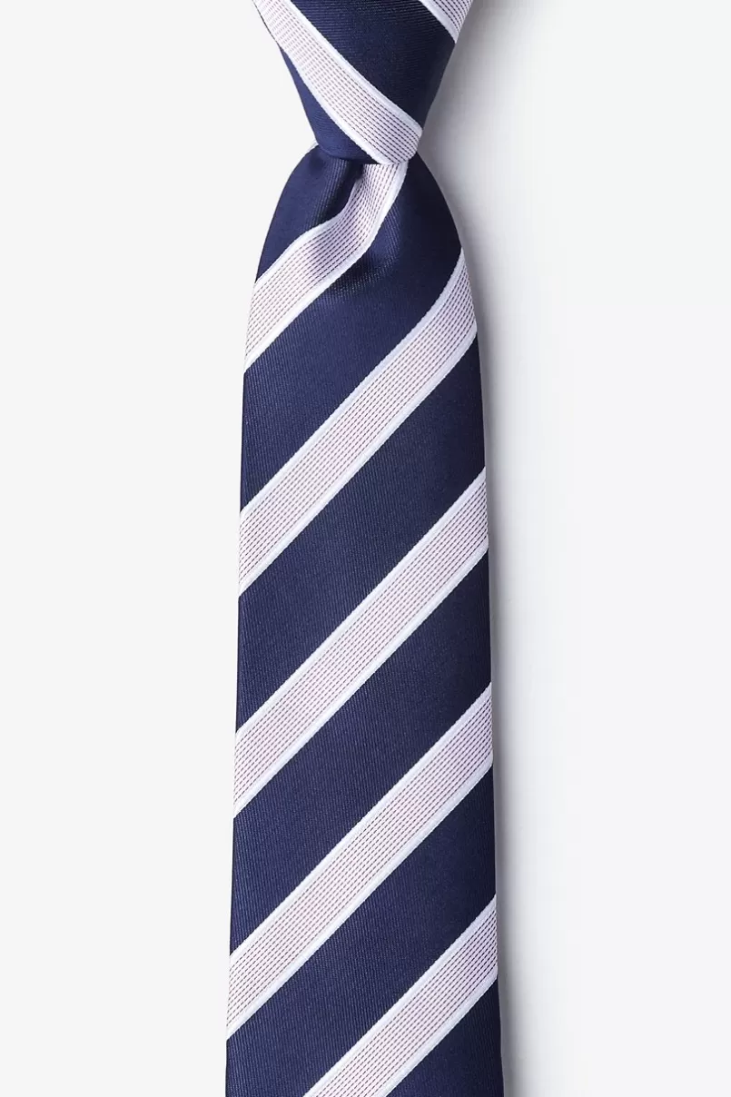 Ties Jefferson Stripe Navy Blue Skinny Tie NavyBlue Flash Sale