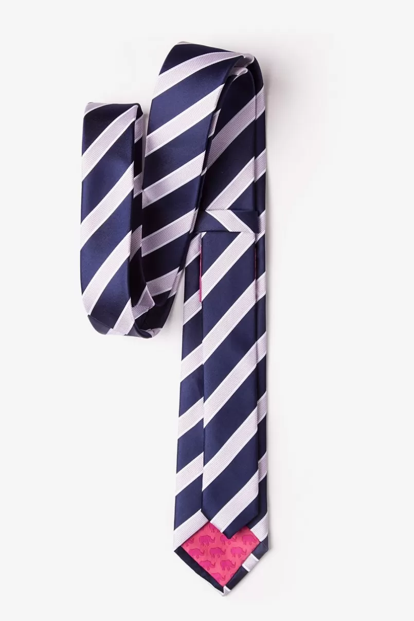Ties Jefferson Stripe Navy Blue Skinny Tie NavyBlue Flash Sale