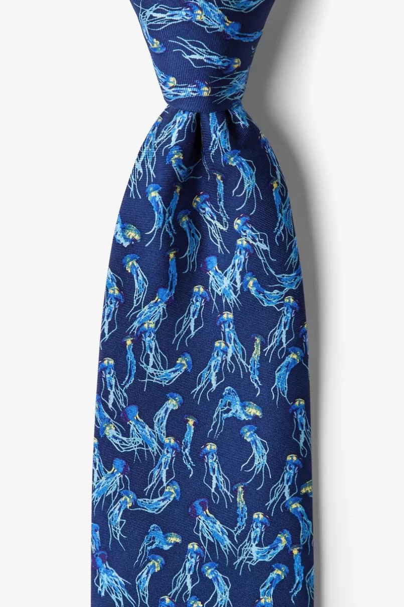 Ties Jellyfish Navy Blue Tie Discount