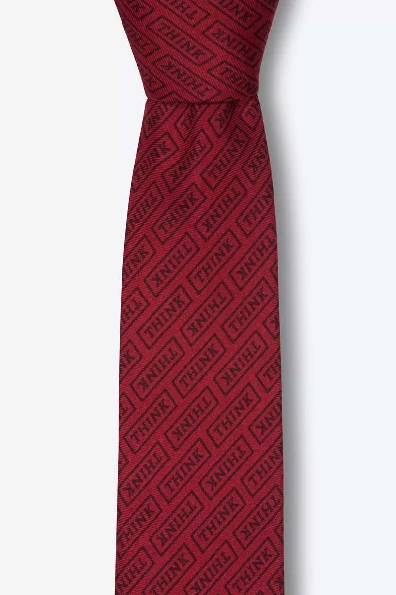 Ties JFK "Think" Maroon Skinny Tie Discount