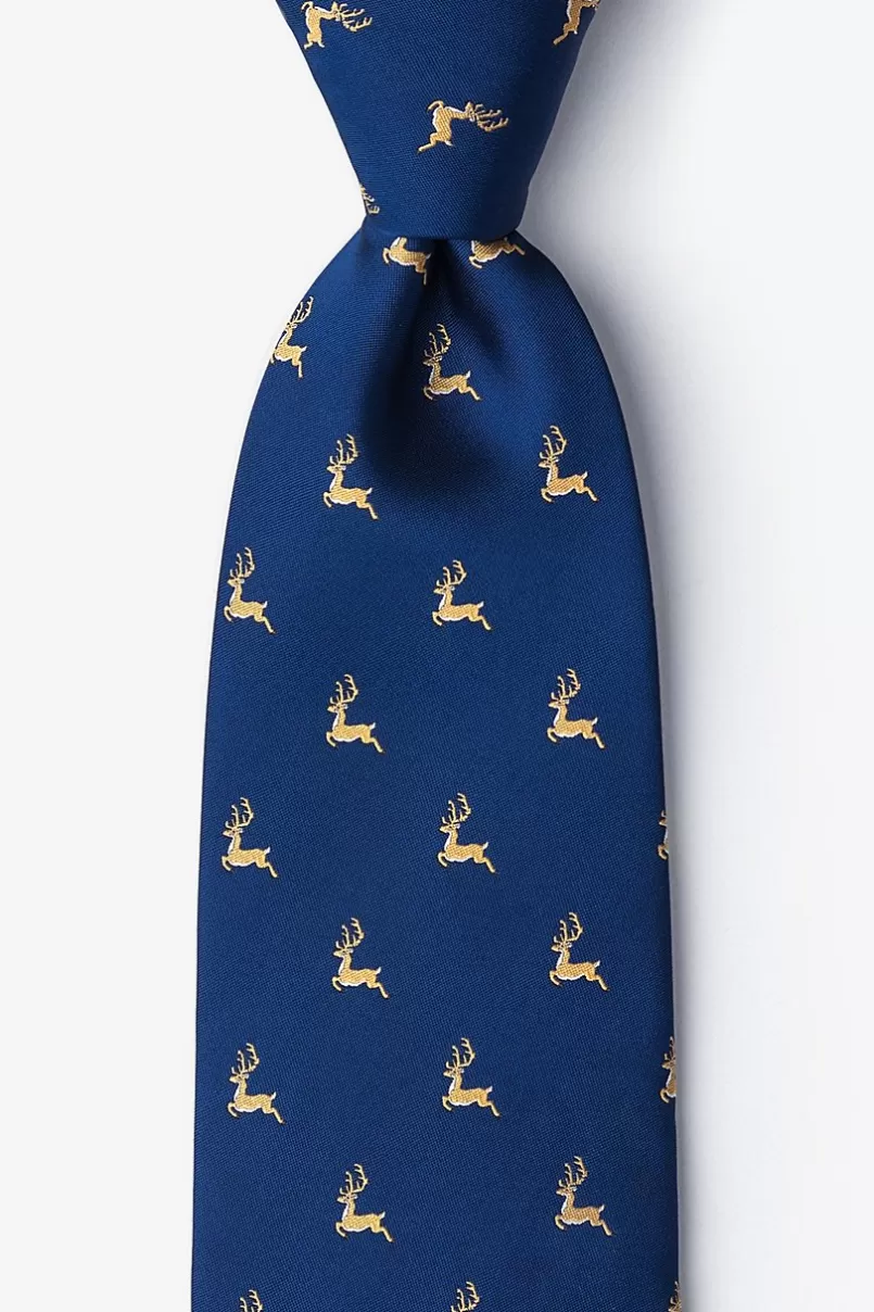Ties Jumping Reindeer Navy Blue Tie NavyBlue Cheap