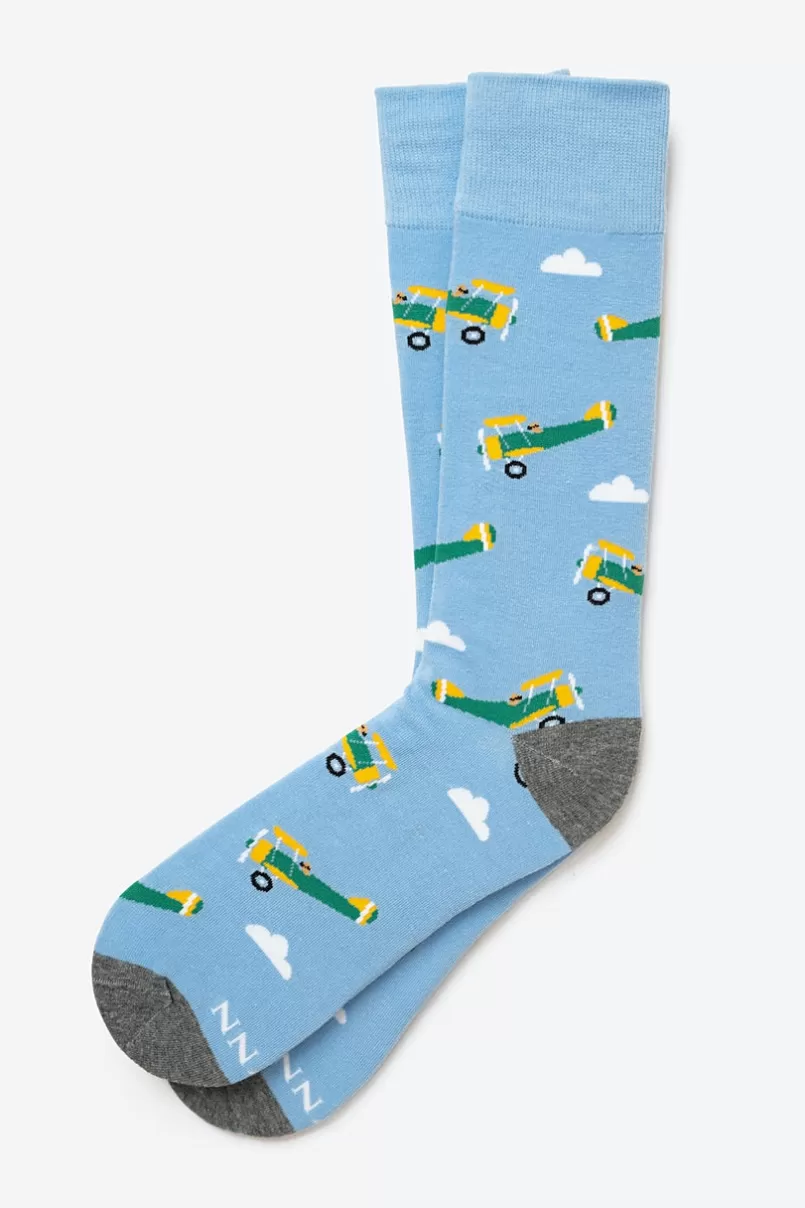 Ties Just Plane Crazy Light Blue Sock LightBlue Cheap