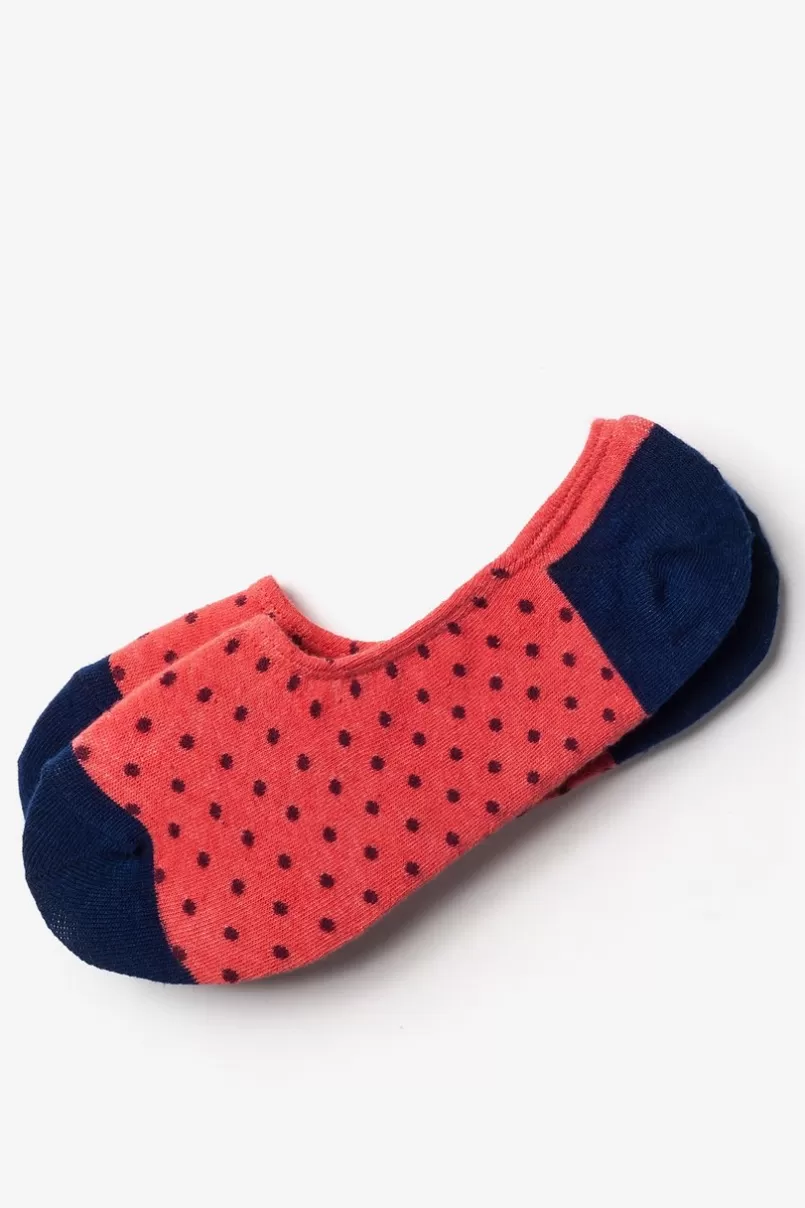 Ties Laguna Polka Dot Coral No-Show Sock New