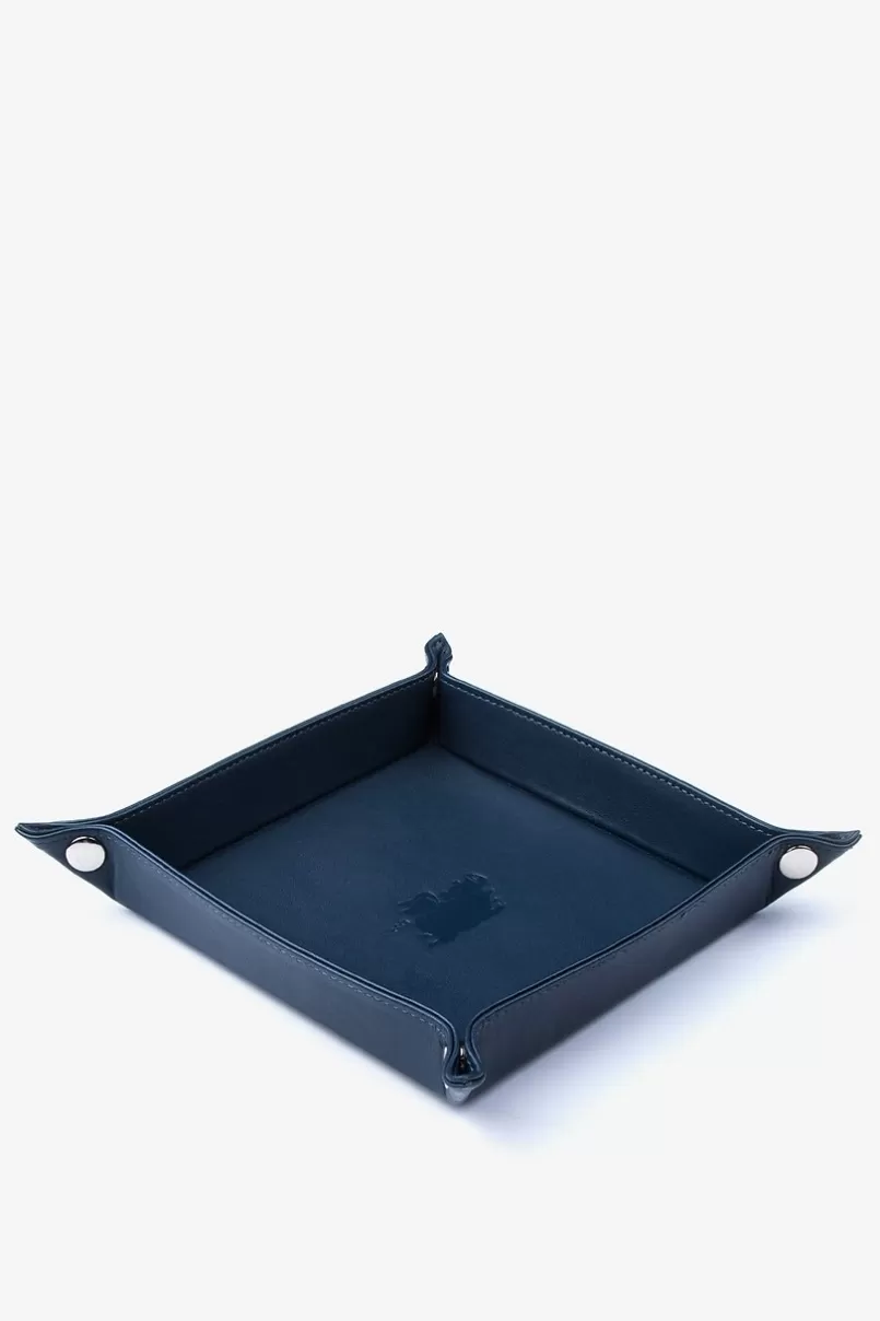 Ties Large Flat-Pack Leather Navy Blue Valet Tray Fashion