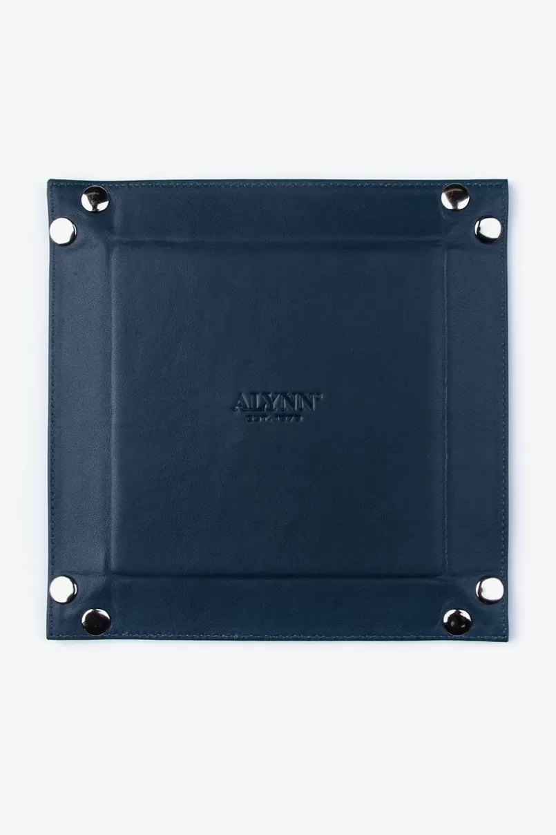 Ties Large Flat-Pack Leather Navy Blue Valet Tray Fashion