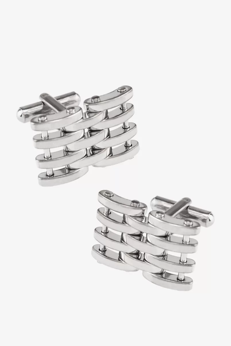 Ties Large Weave Silver Cufflinks Best