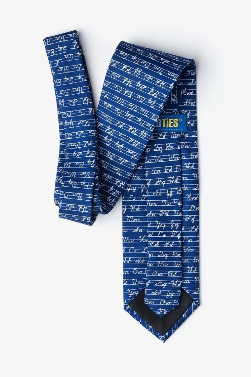Ties Learning Cursive Navy Blue Extra Long Tie NavyBlue Cheap