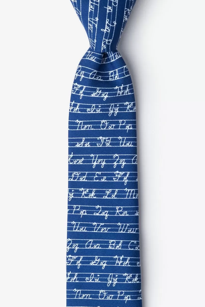 Ties Learning Cursive Navy Blue Skinny Tie NavyBlue Cheap