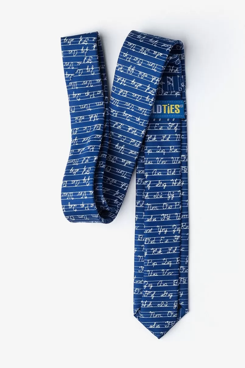 Ties Learning Cursive Navy Blue Skinny Tie NavyBlue Cheap