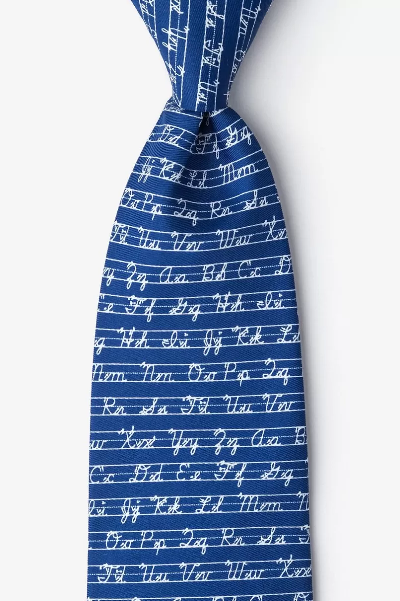 Ties Learning Cursive Navy Blue Tie NavyBlue Clearance