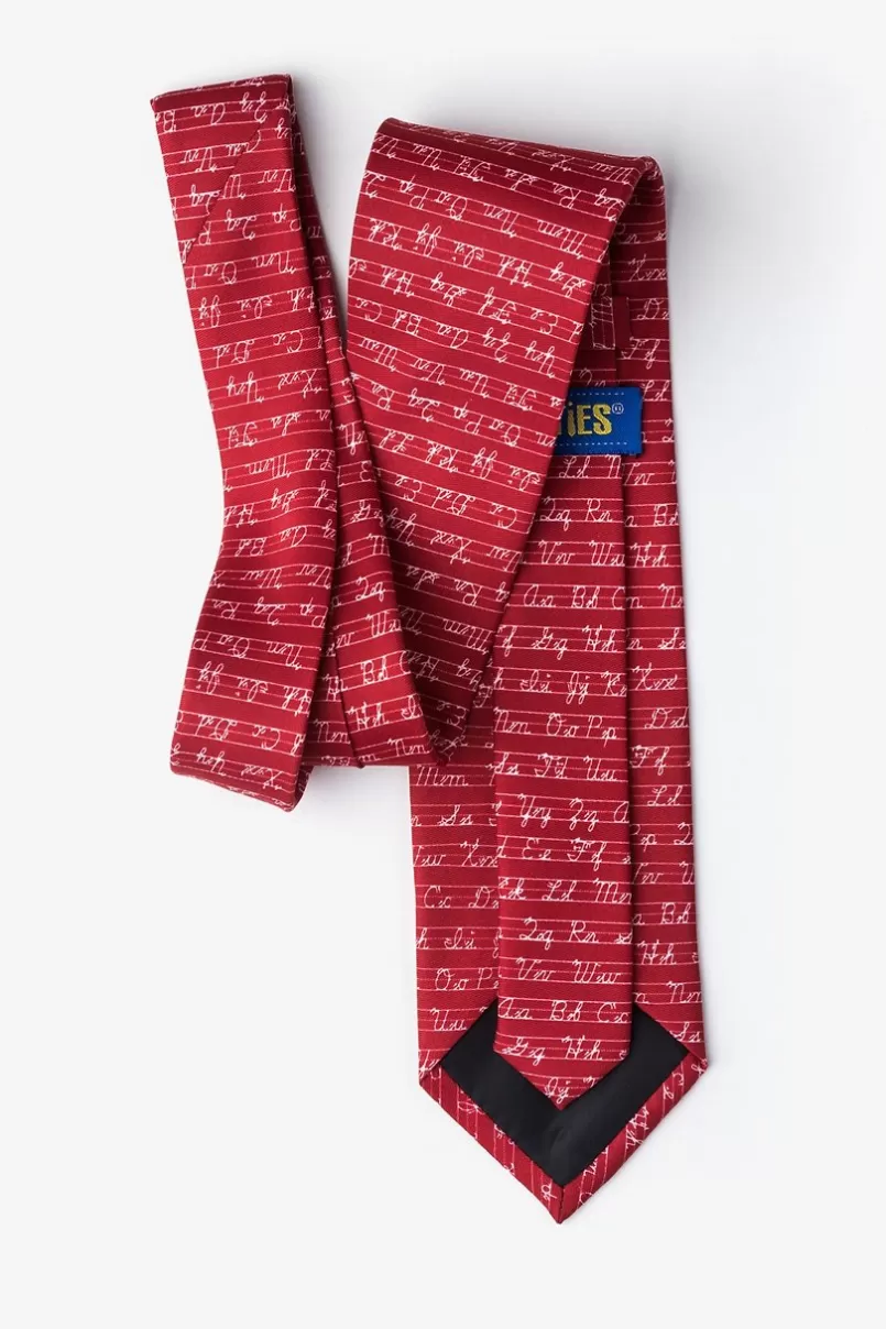 Ties Learning Cursive Red Tie Red&Maroon Cheap