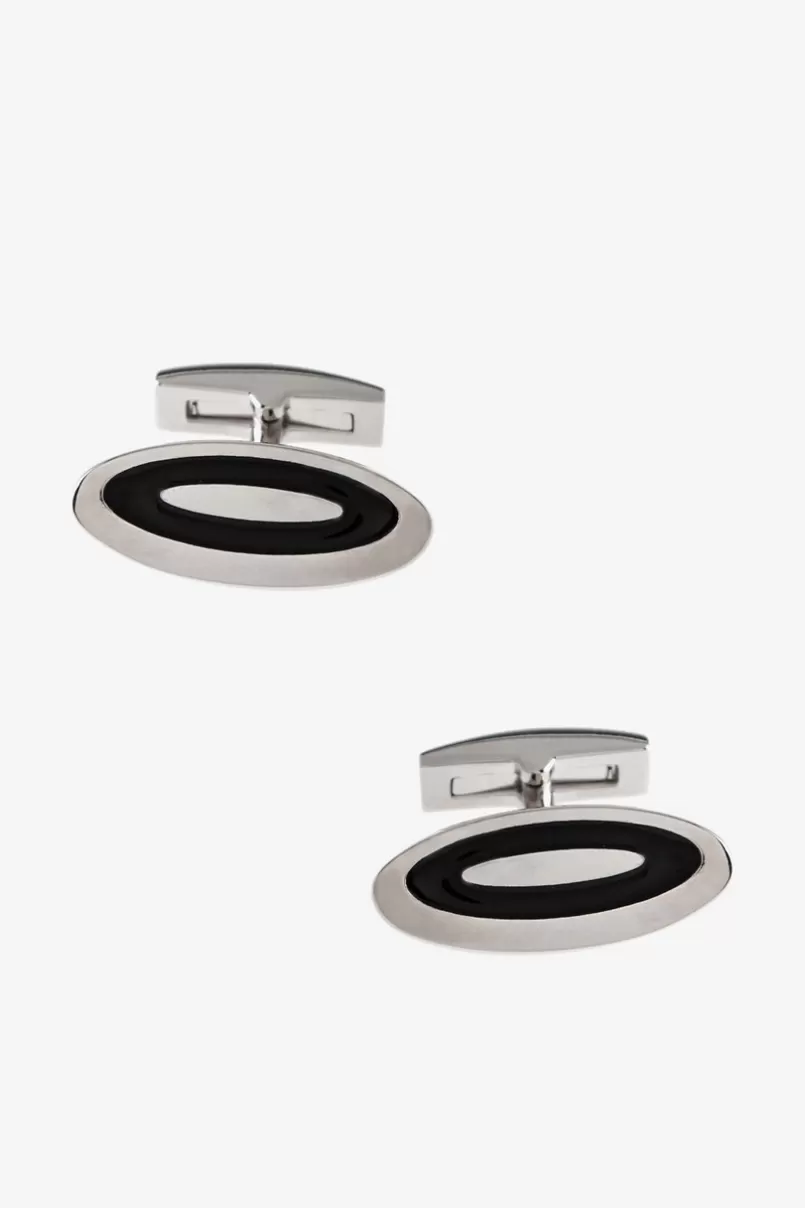 Ties Lengthened Oval Black Cufflinks Outlet