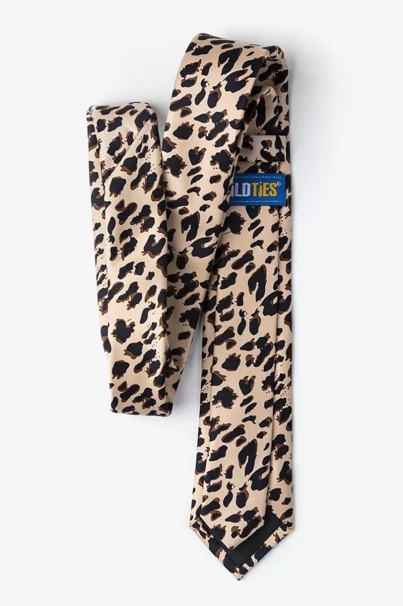 Ties Leopard Animal Print Tan/taupe Tie For Boys Hot