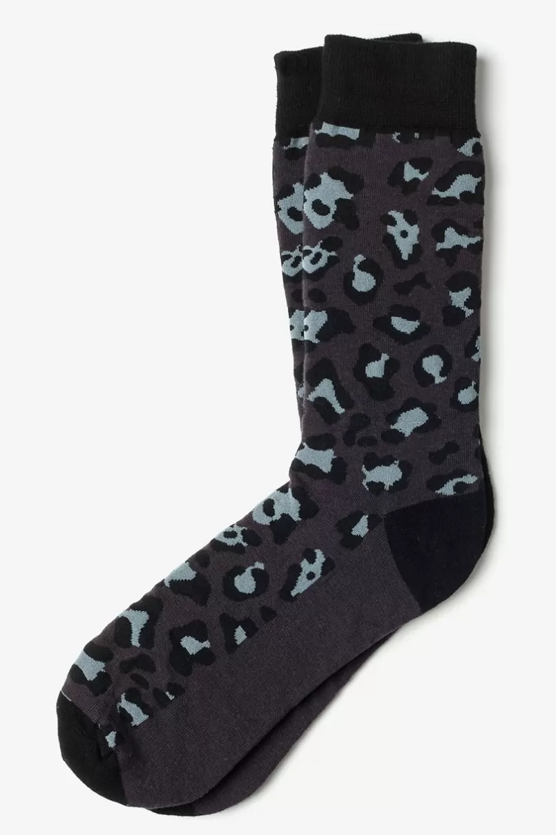Ties Leopard Print Sock Charcoal Outlet