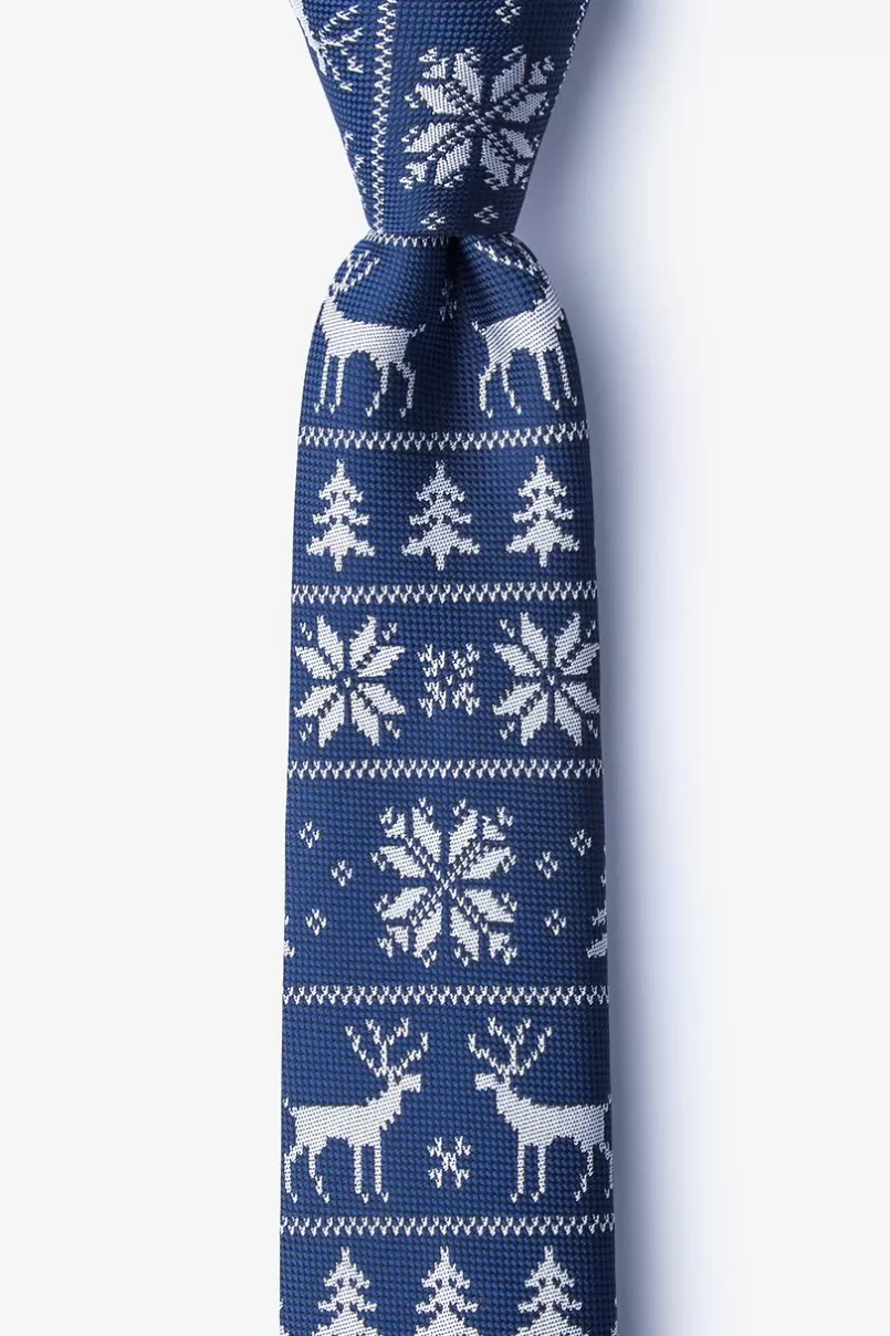 Ties Less Ugly Christmas Sweater Navy Blue Skinny Tie NavyBlue Fashion