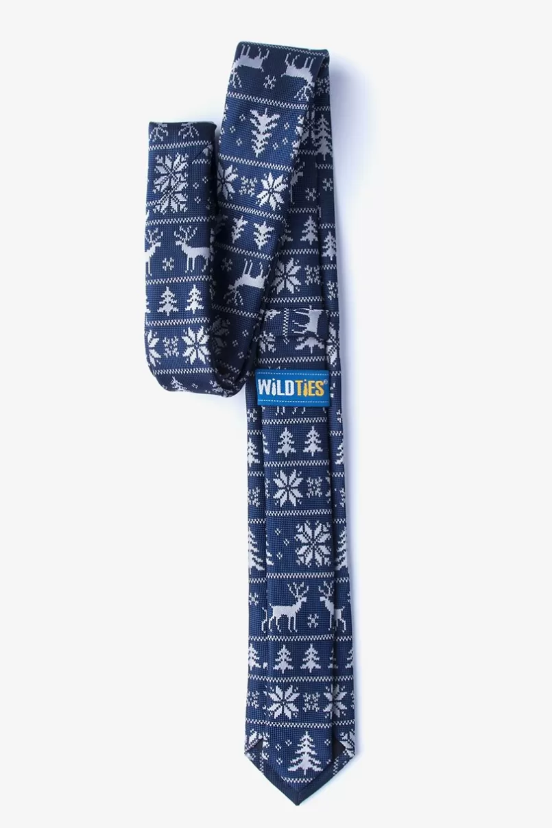 Ties Less Ugly Christmas Sweater Navy Blue Skinny Tie NavyBlue Fashion