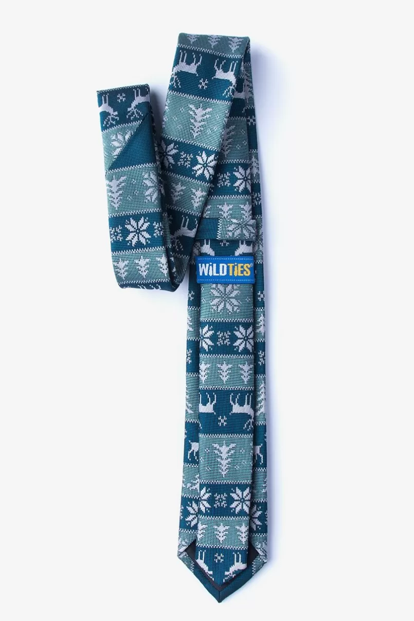 Ties Less Ugly Christmas Sweater Teal Skinny Tie Teal&NavyBlue Online