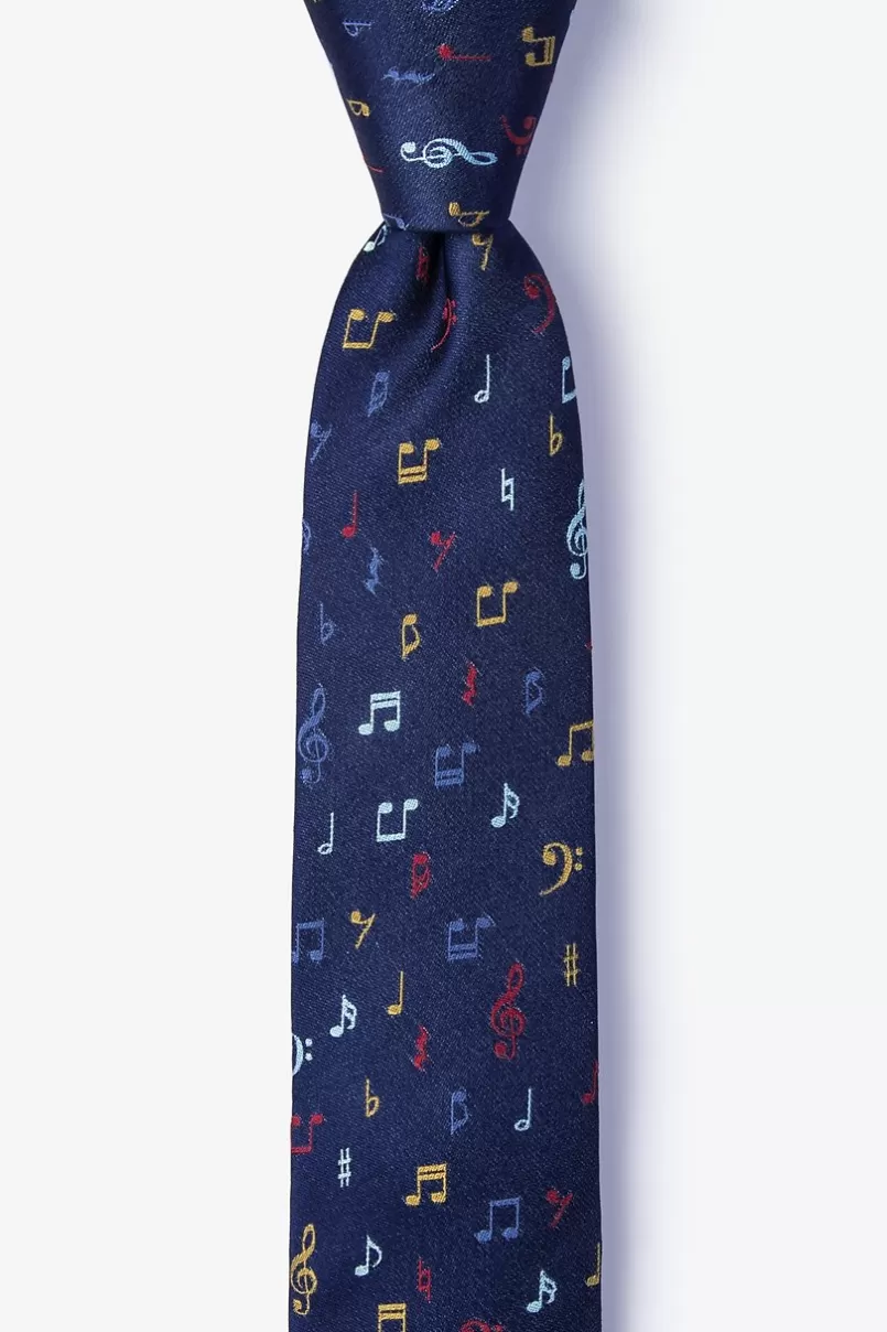 Ties Let's Compare Notes Navy Blue Skinny Tie Best Sale