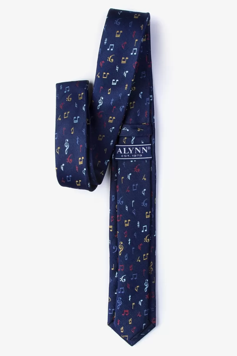 Ties Let's Compare Notes Navy Blue Skinny Tie Best Sale