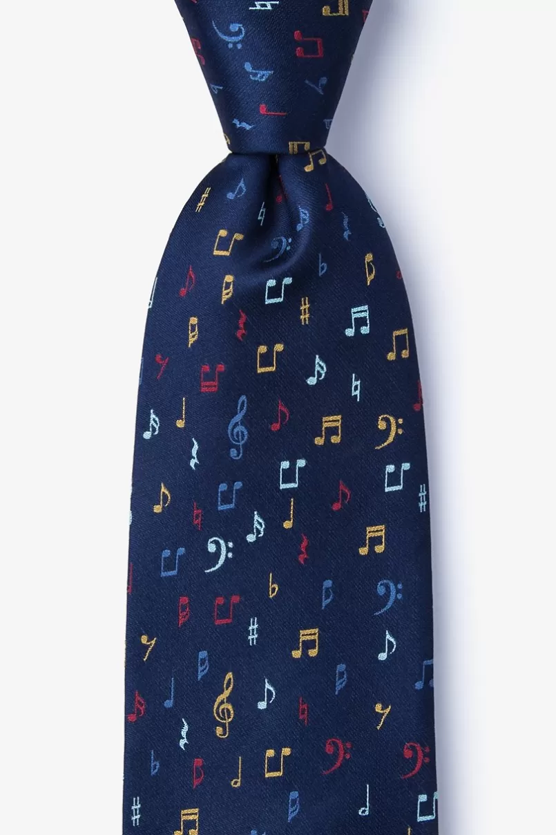Ties Let's Compare Notes Navy Blue Tie NavyBlue Discount