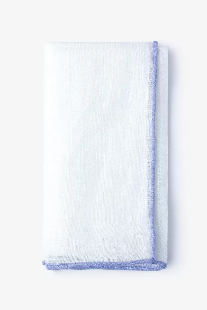Ties Lilac Edged Linen White Pocket Square White&Lilac Online