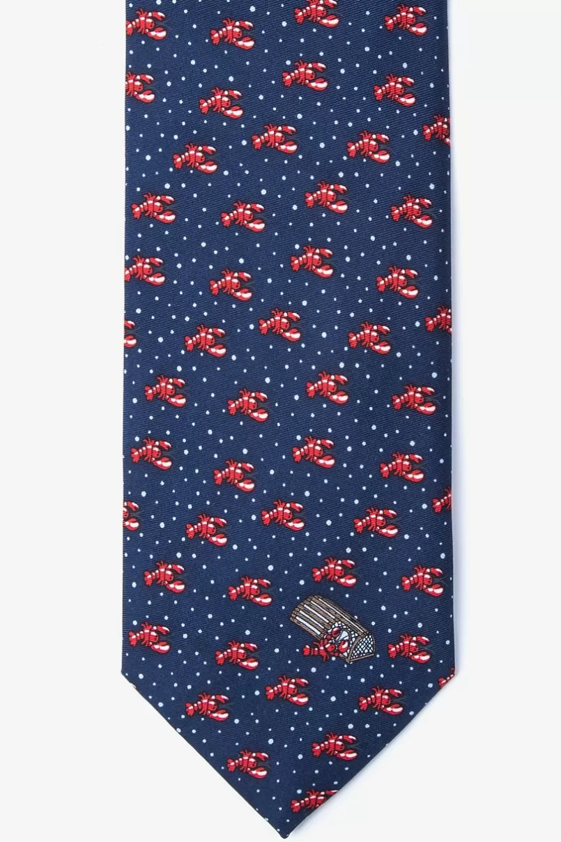 Ties Lobstah Trap Navy Blue Tie Cheap