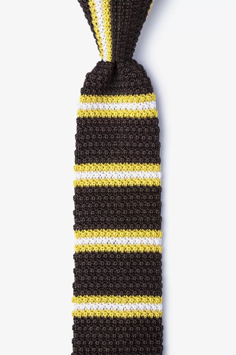 Ties Maltese Stripe Brown Knit Skinny Tie Clearance