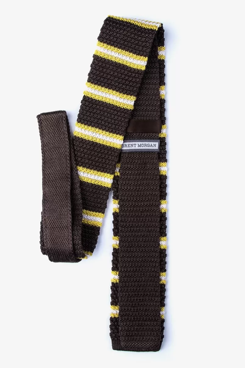 Ties Maltese Stripe Brown Knit Skinny Tie Clearance