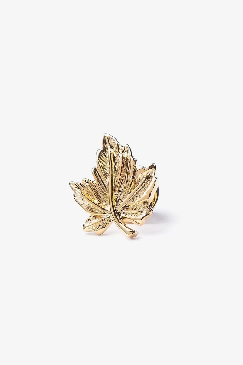 Ties Maple Leaf Lapel Pin Gold Flash Sale