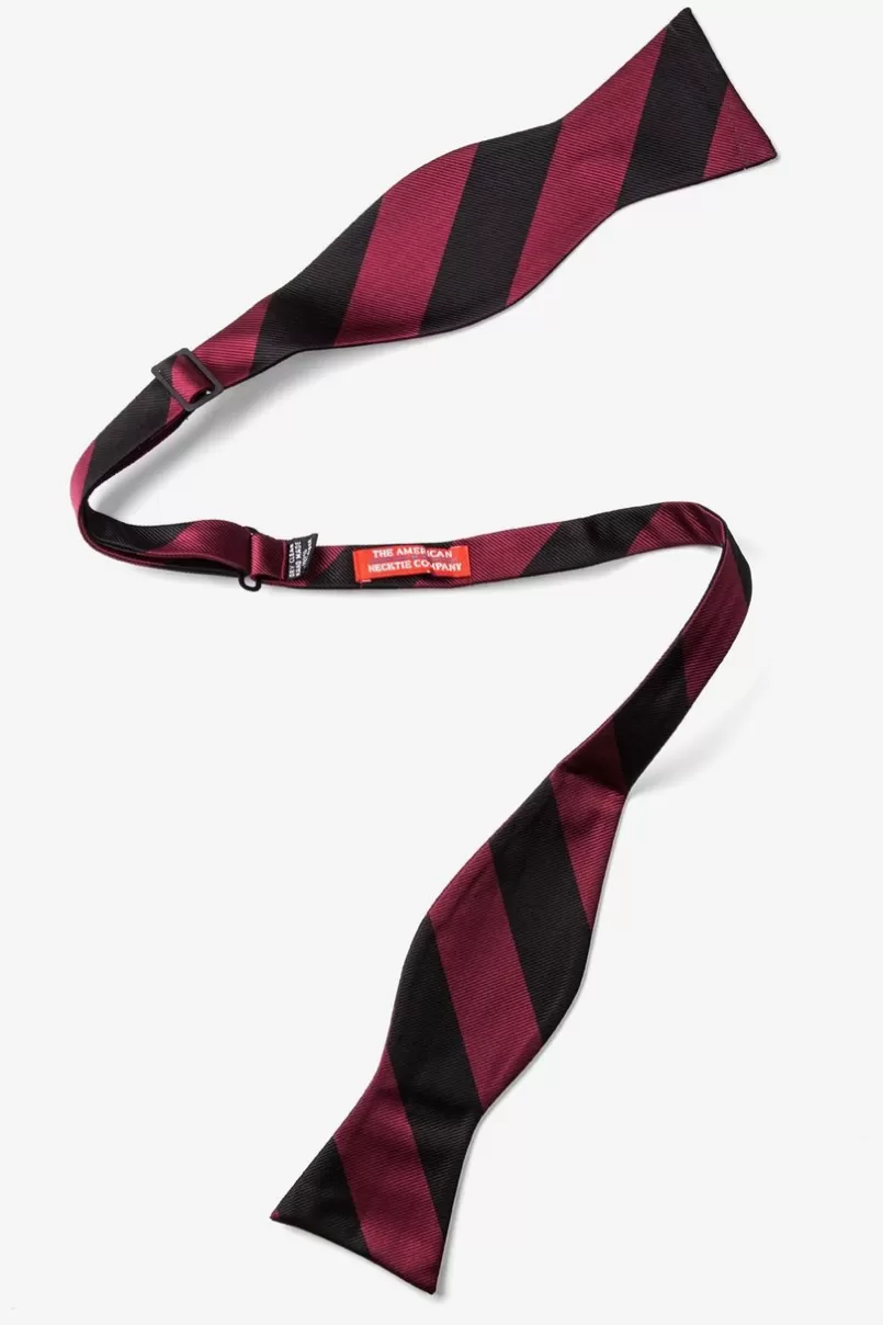 Ties Maroon & Black Stripe Self-Tie Bow Tie Maroon&Black Clearance