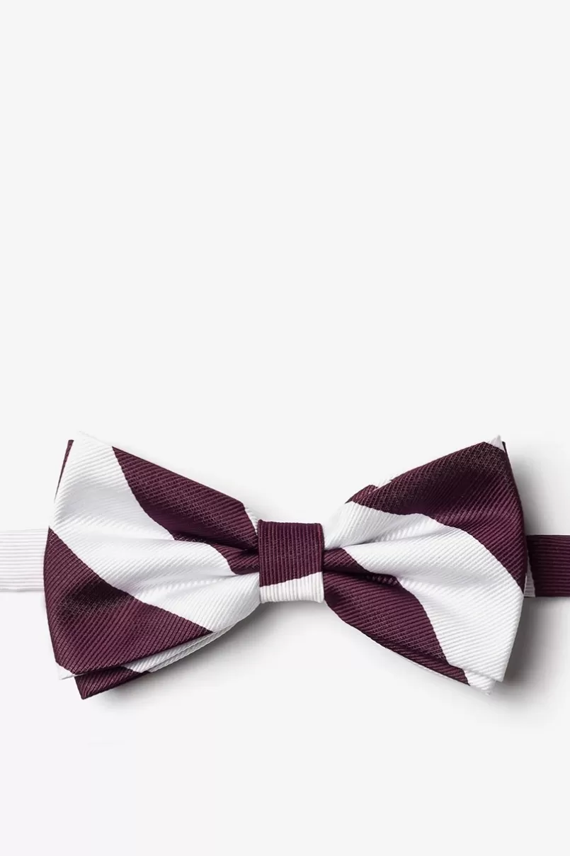 Ties Maroon & White Stripe Pre-Tied Bow Tie Maroon&White Best
