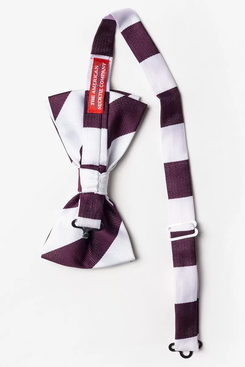 Ties Maroon & White Stripe Pre-Tied Bow Tie Maroon&White Best