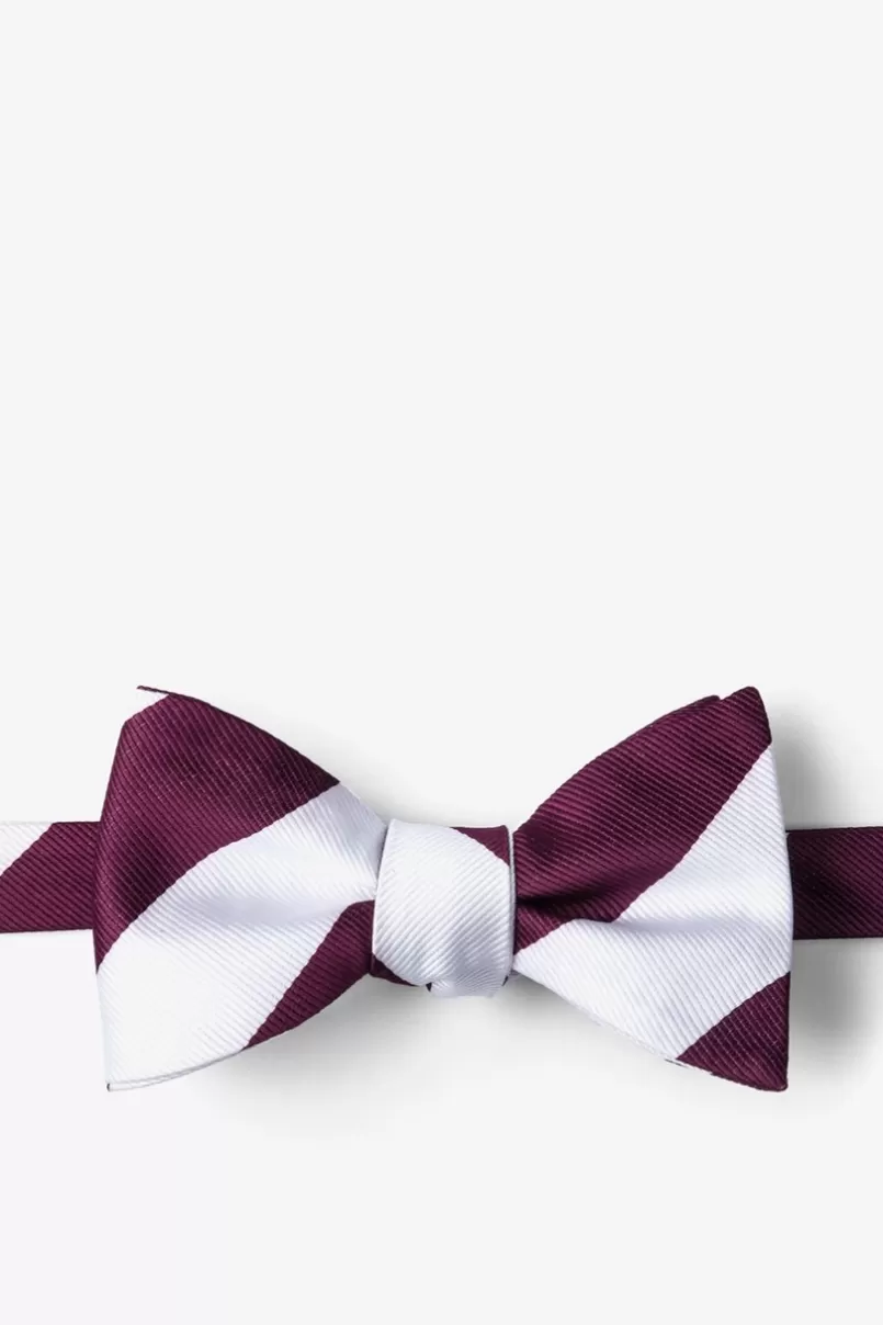 Ties Maroon & White Stripe Self-Tie Bow Tie Maroon&White Online