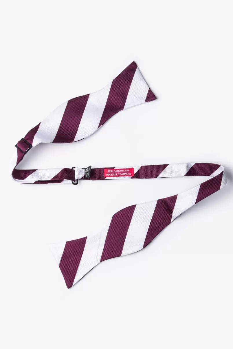 Ties Maroon & White Stripe Self-Tie Bow Tie Maroon&White Online
