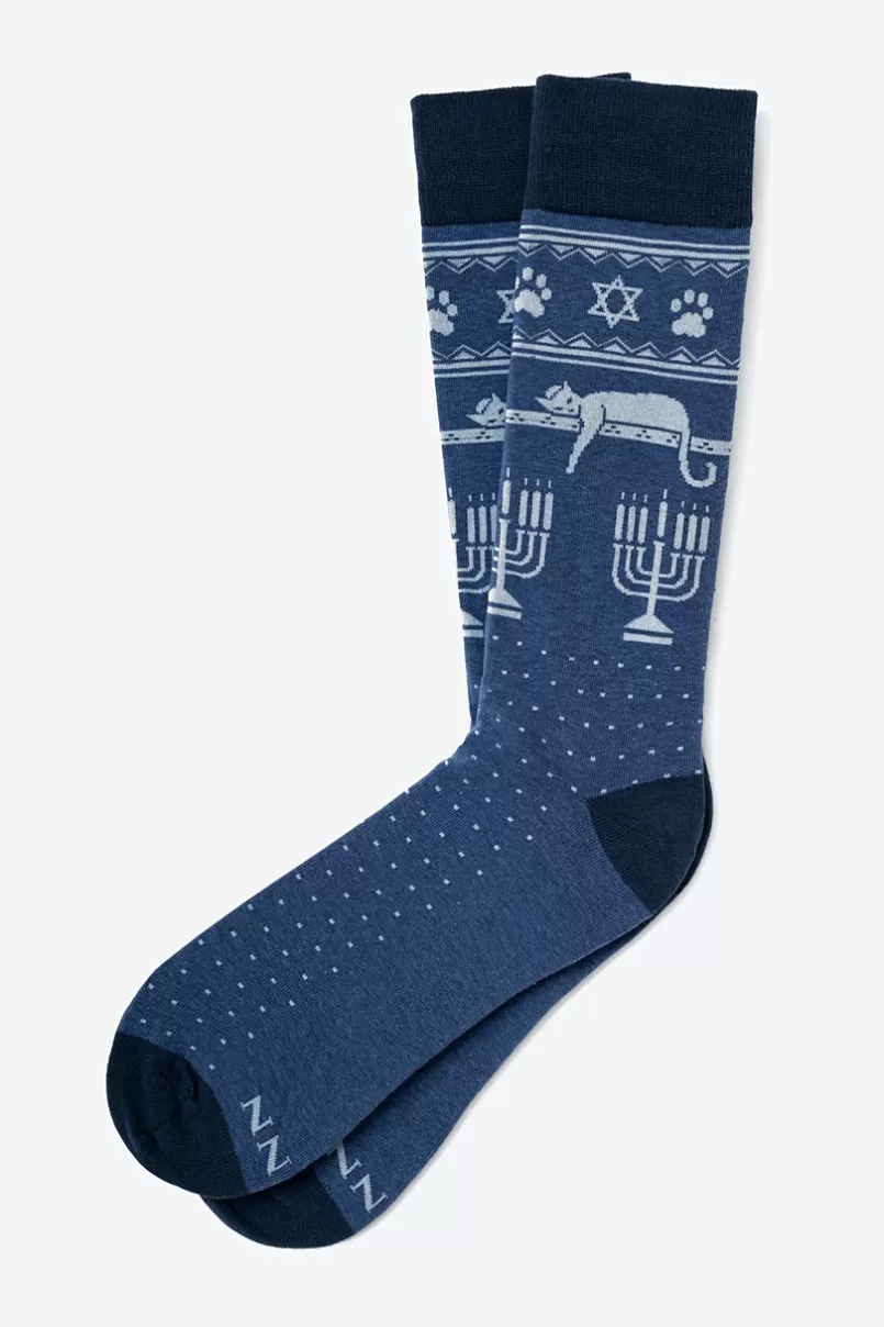 Ties Meowzel_Tov Navy Blue Sock Store