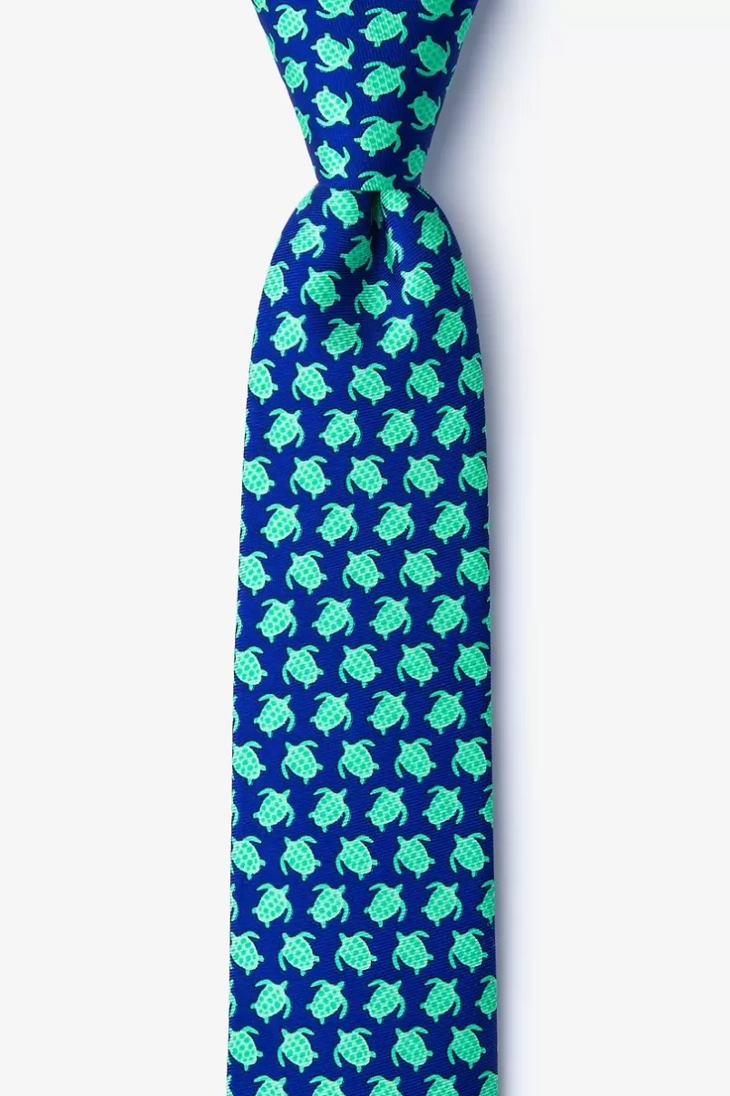 Ties Micro Sea Turtles Navy Blue Skinny Tie Clearance