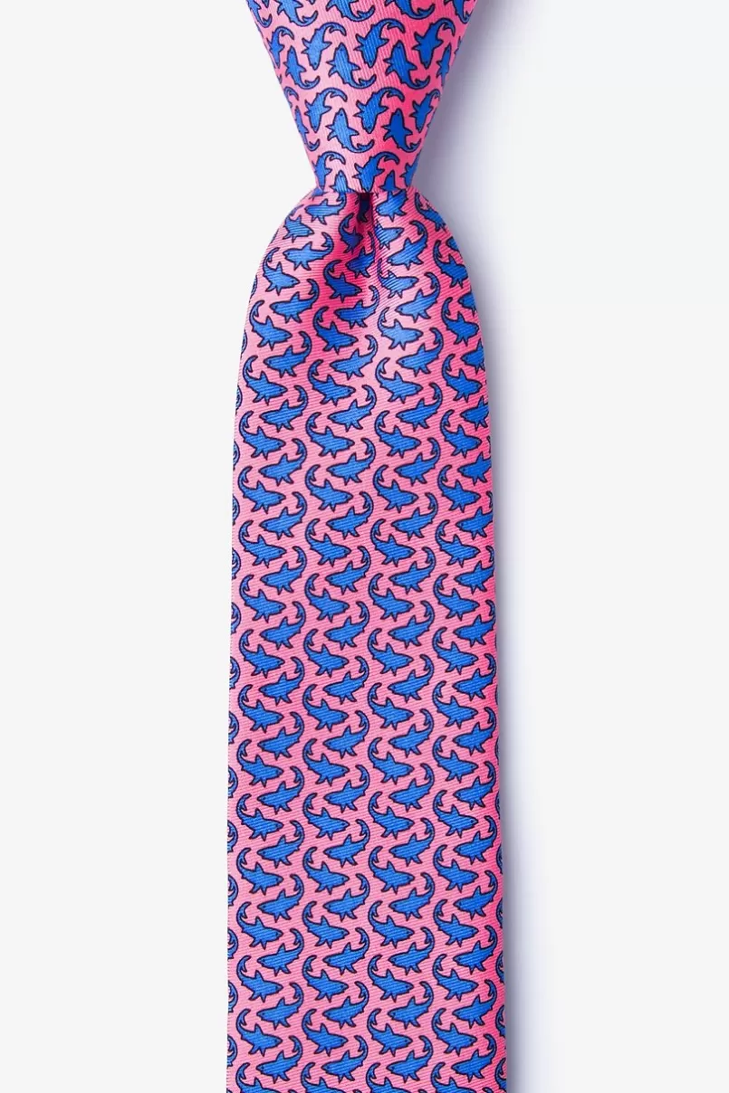 Ties Micro Sharks Pink Skinny Tie Shop