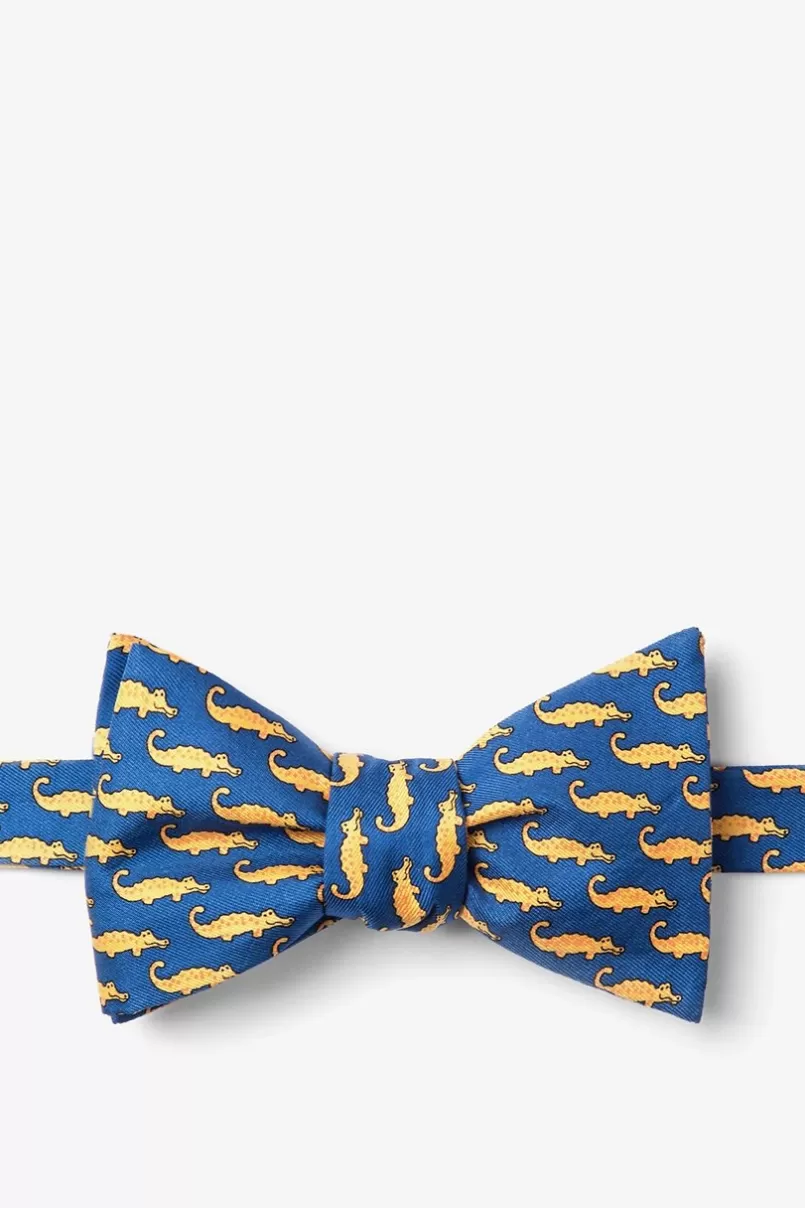 Ties Mini Alligators Blue Self-Tie Bow Tie Cheap