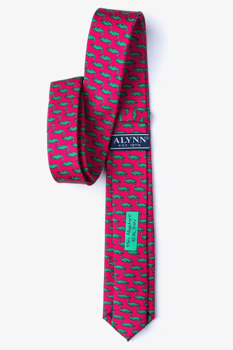 Ties Mini Alligators Pink Skinny Tie Store