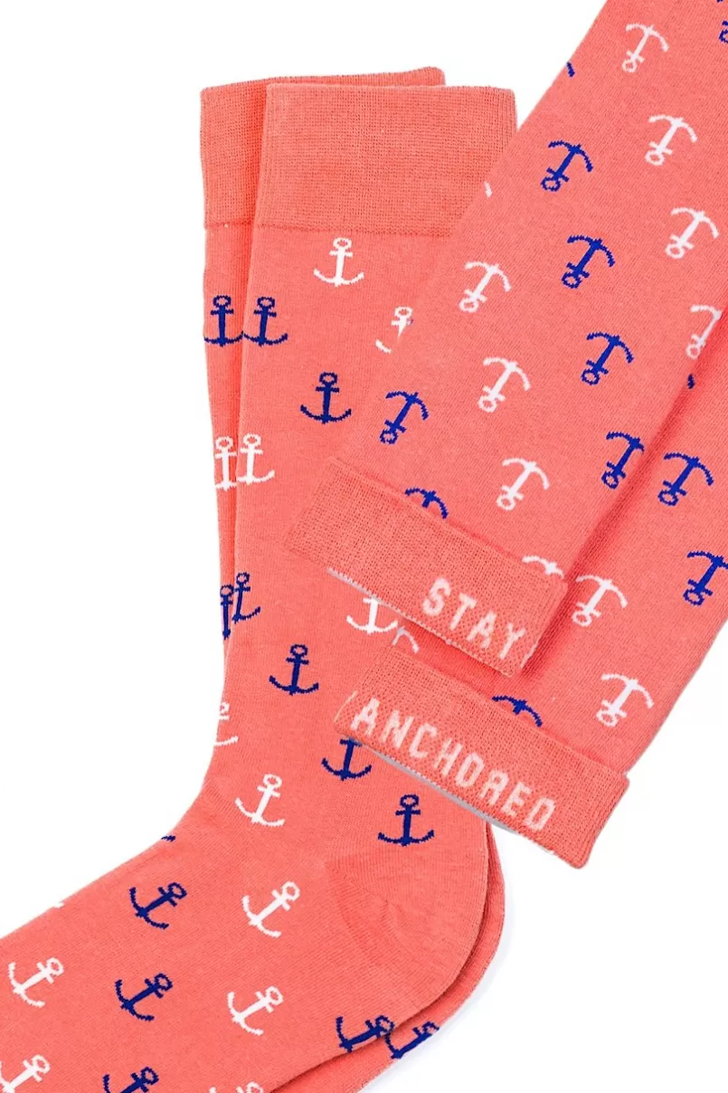 Ties Mini Anchors Sock Coral Store