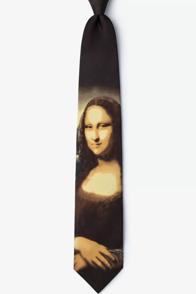 Ties Mona Lisa - Da Vinci Black Tie Cheap